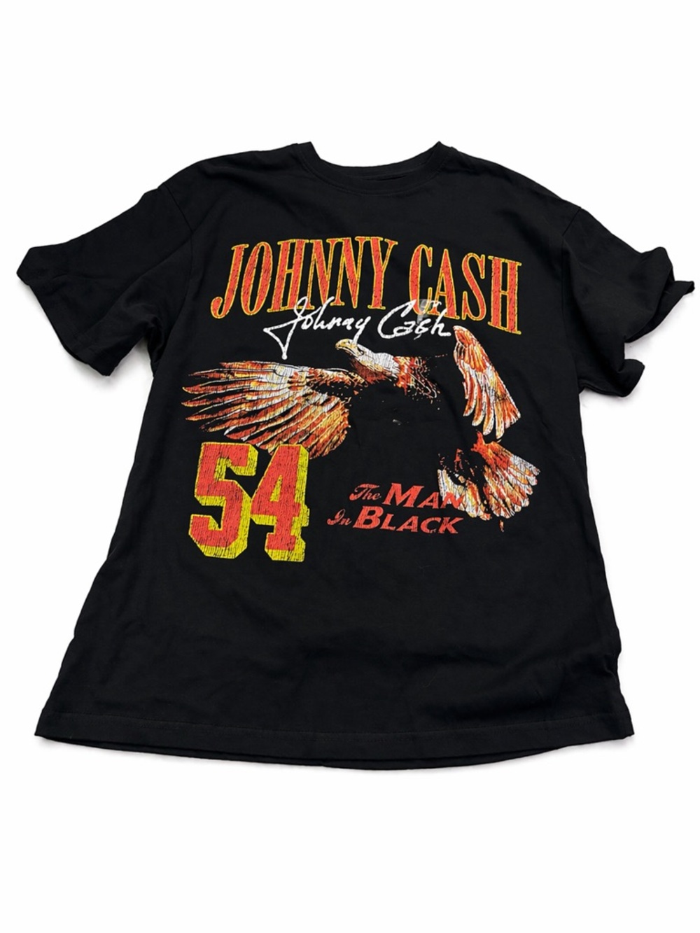 Johnny Cash 'The Man in Black' Graphic Tee - Black with Red/Gold Print
